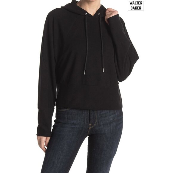 Walter Baker Tops - WALTER BAKER WOMEN NWT LOLITA RAYON BLEND BLACK PULLOVER HOODIE. SIZE M